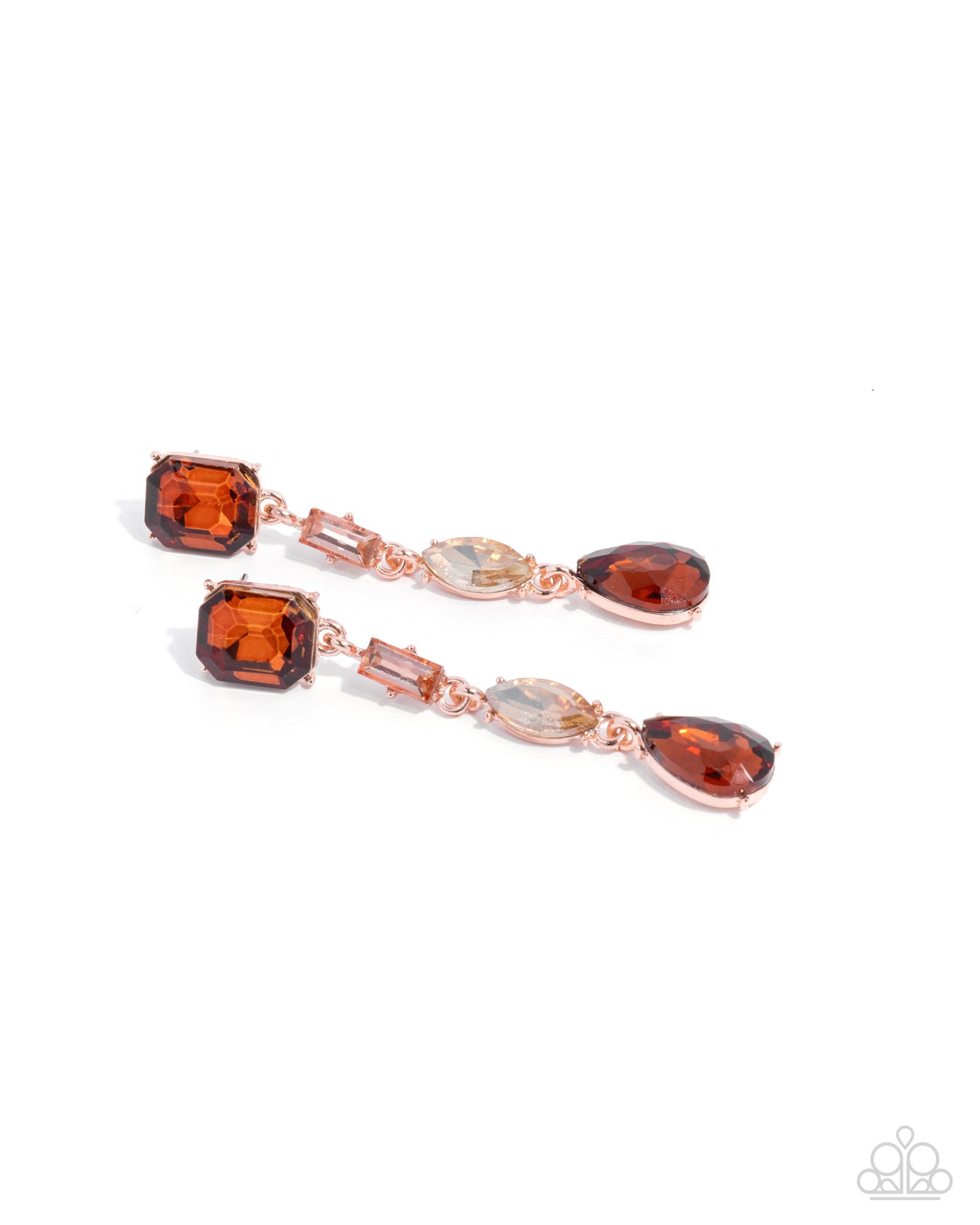 Amber Rhinestone Earrings & Necklace Complete Look