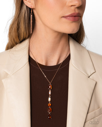 Amber Rhinestone Earrings & Necklace Complete Look