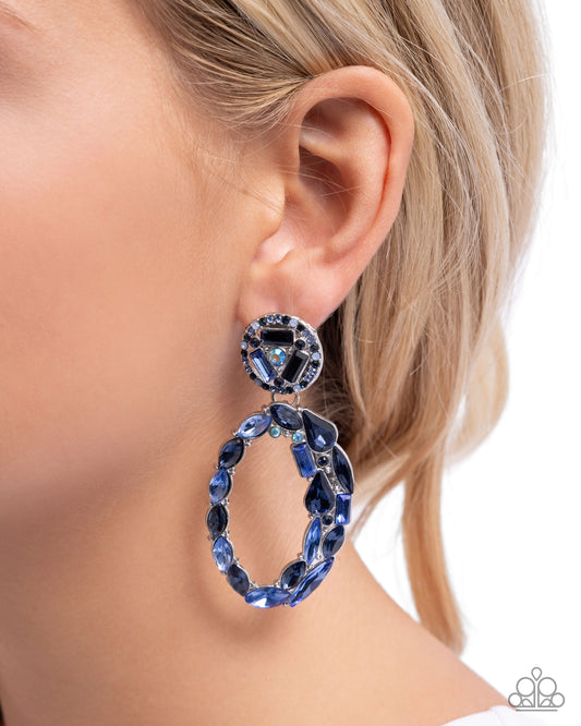 Eclectic Elevation - Blue Multicolored & Iridescent Gem Silver Post Earrings - Paparazzi Accessories