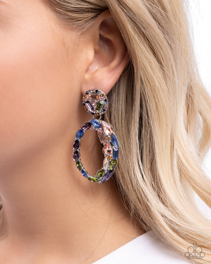 Eclectic Elevation - Multi Gems Silver Post Earrings - Paparazzi Accessories