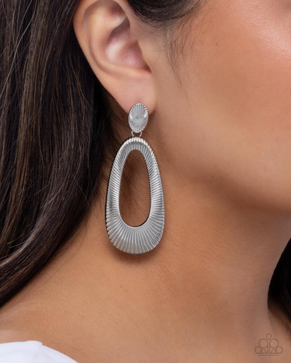 Princess Potential - Silver Ribbed Oval Post Earrings - Paparazzi Accessories