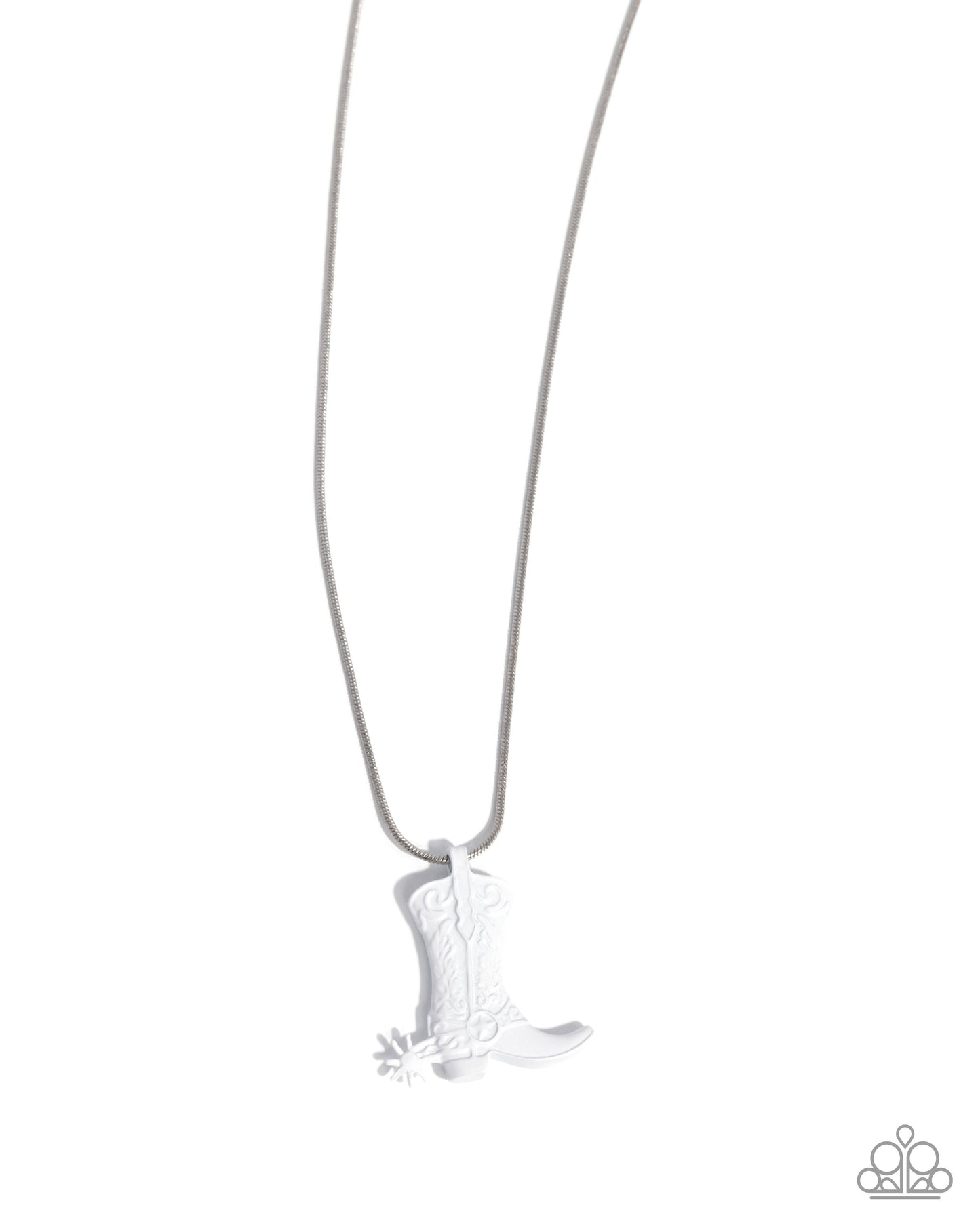 Complete Look - White Dipped Metal Cowboy Boot Necklace & Bracelet - Paparazzi Accessories