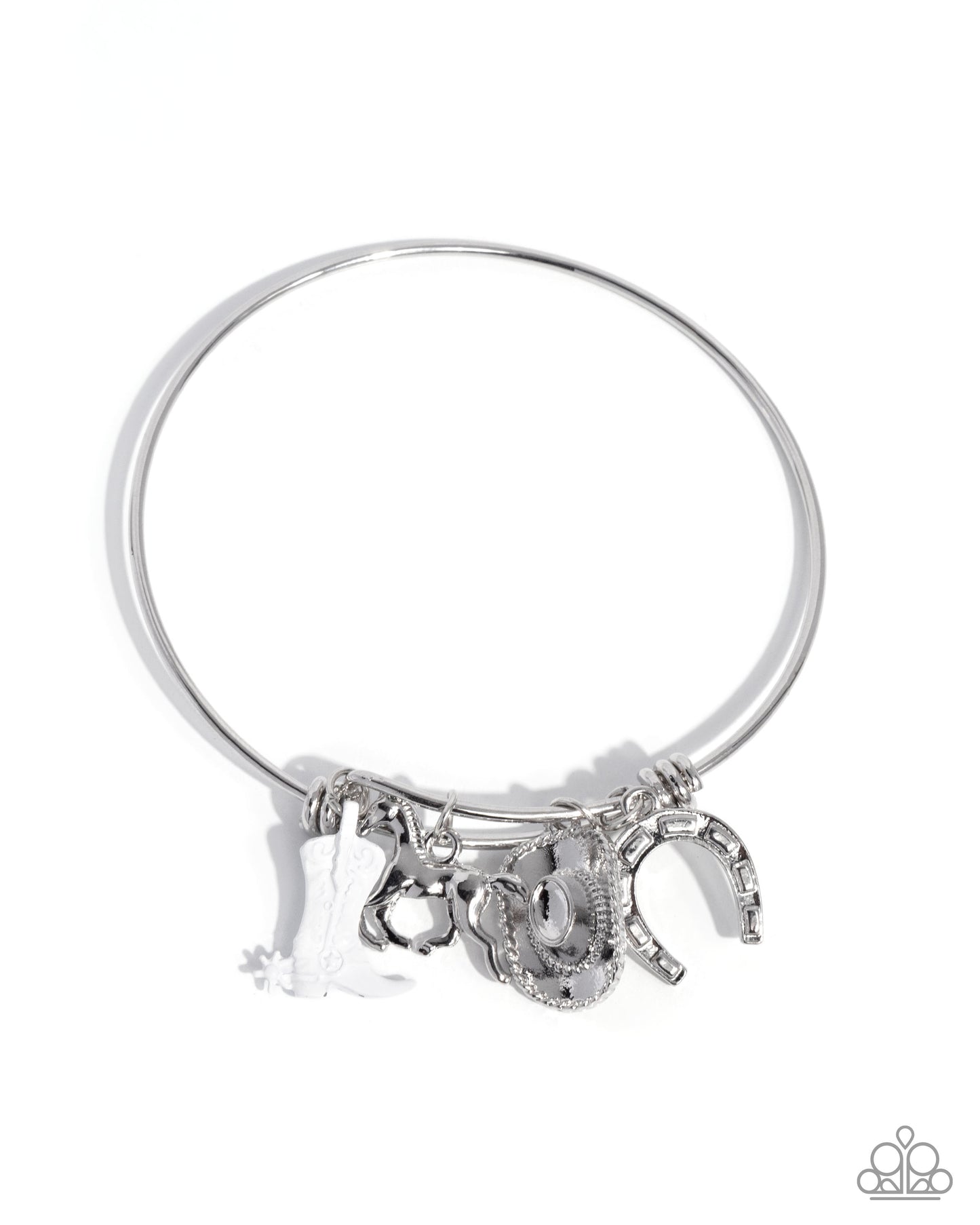 Complete Look - White Dipped Metal Cowboy Boot Necklace & Bracelet - Paparazzi Accessories