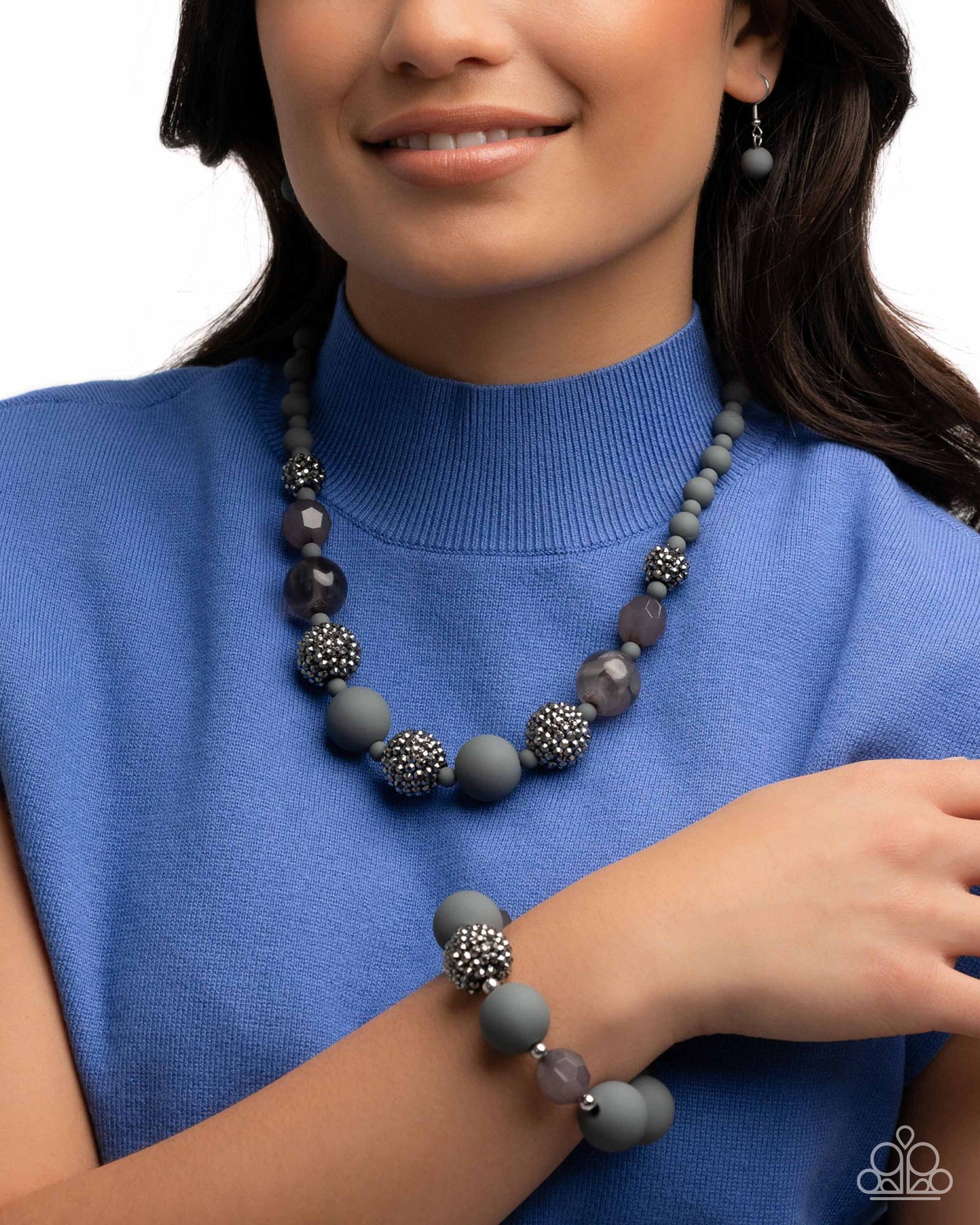 Hematite Hallmark - Complete Look "Hematite Haute - Silver Necklace" and "Hematite Honor - Silver Bracelet" - Paparazzi Accessories