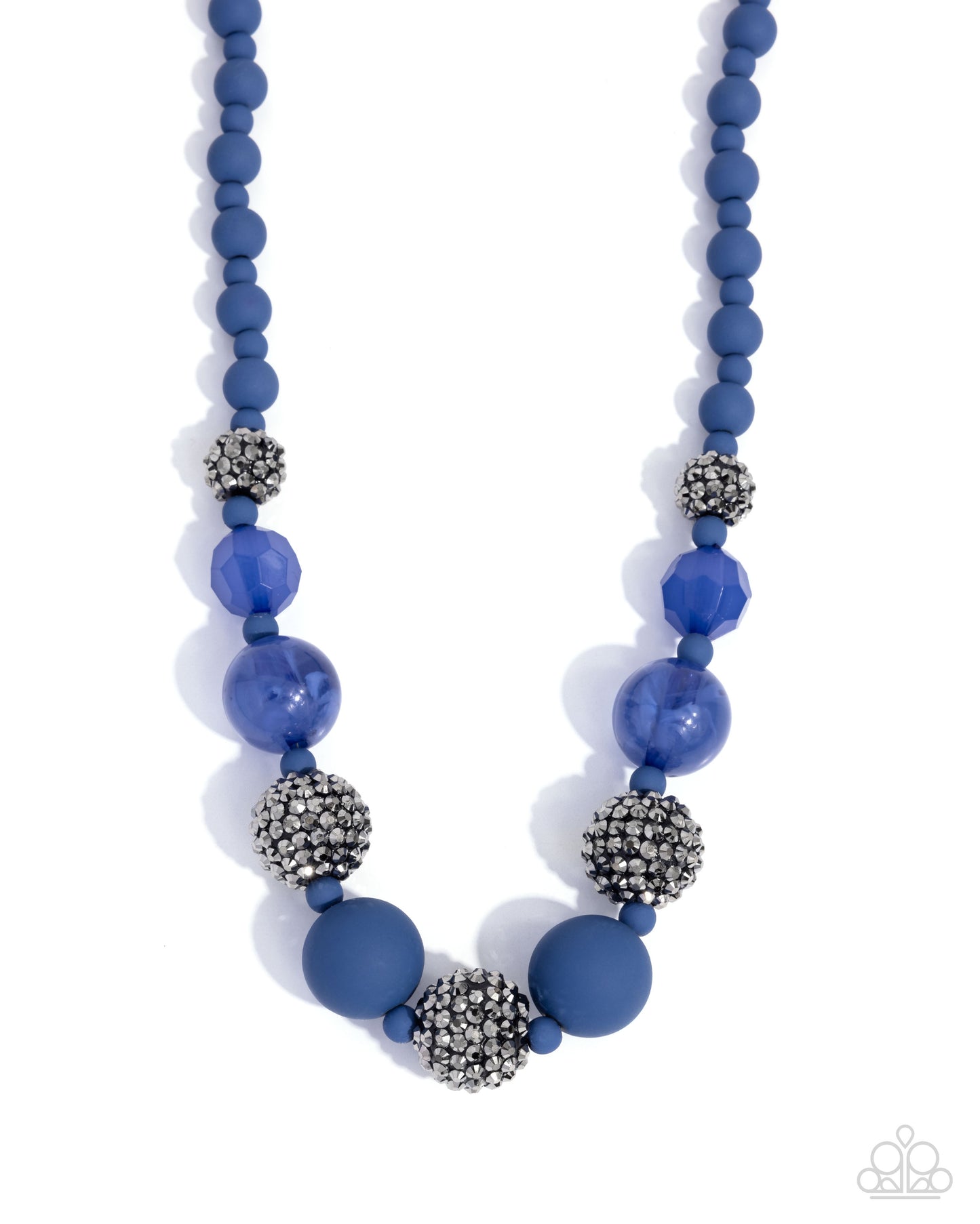 Hematite Hallmark - Complete Look Necklace: "Hematite Haute - Blue", Bracelet: "Hematite Honor - Blue" - Paparazzi Accessories
