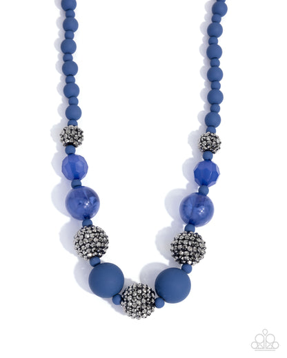 Hematite Hallmark - Complete Look Necklace: "Hematite Haute - Blue", Bracelet: "Hematite Honor - Blue" - Paparazzi Accessories