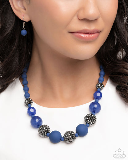 Hematite Hallmark - Complete Look Necklace: "Hematite Haute - Blue", Bracelet: "Hematite Honor - Blue" - Paparazzi Accessories