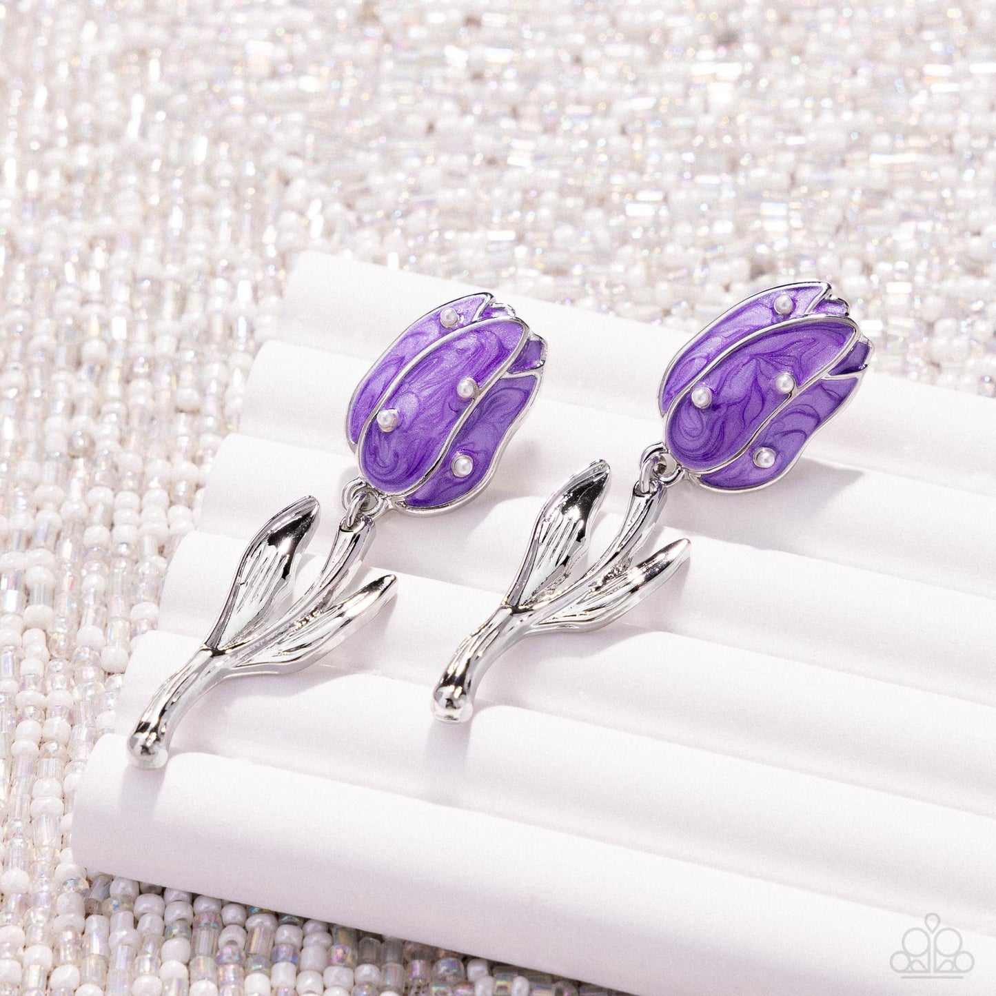 Timeless Tulip - Purple Enamel Silver Post Earrings - Paparazzi Accessories