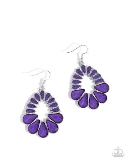 Mesmerizing Moment - Purple Gems & Pearl-Painted Enamel Silver Fishhook Earrings - Paparazzi Accessories