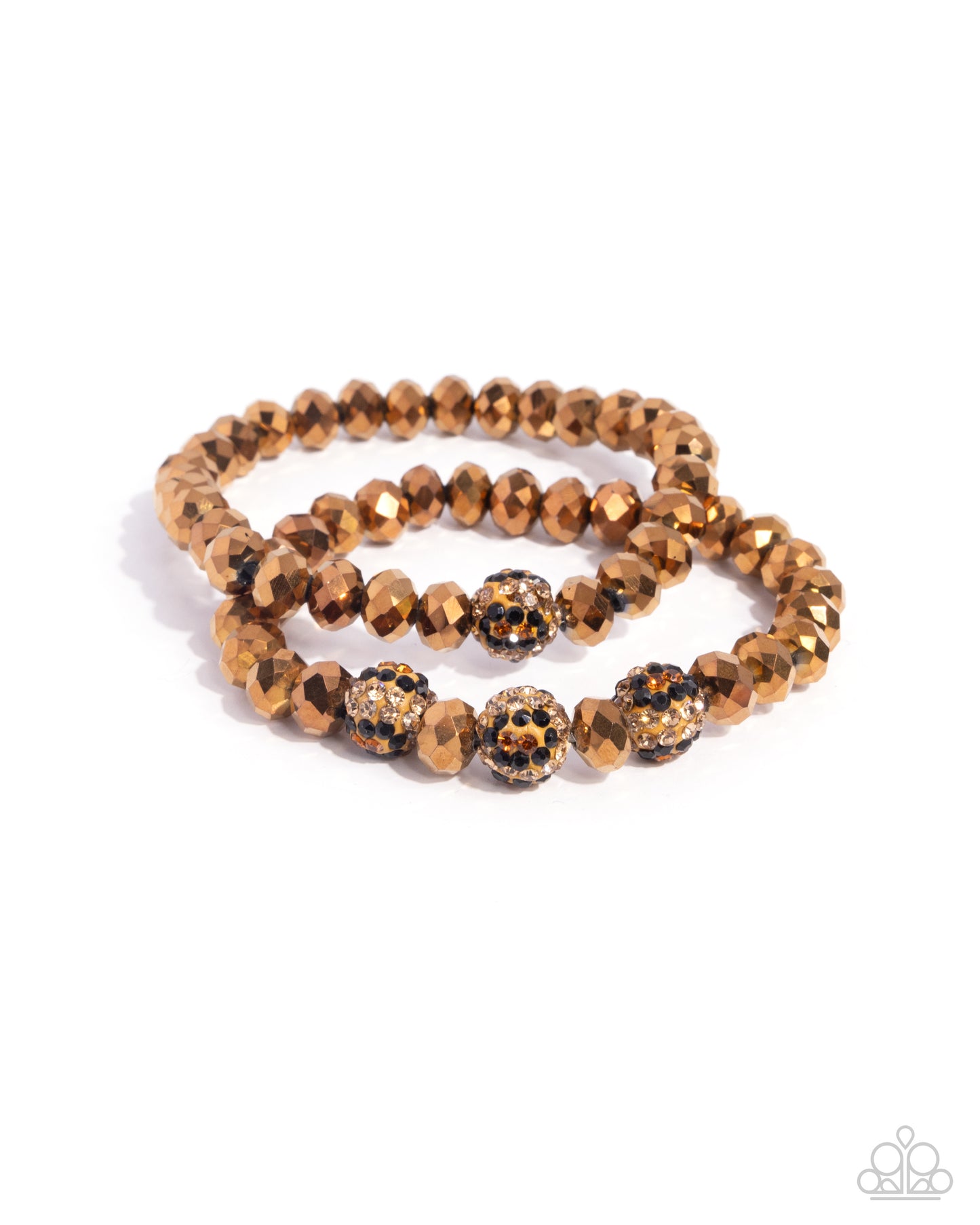 Speckled Sentiment - Brown Cheetah Print Rhinestone Beads Stretchy Bracelets - Paparazzi Accessories