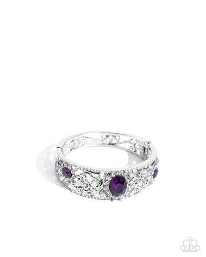 Curious Chic - Purple Rhinestone, Silver Hinge Bracelet - Paparazzi Accessories