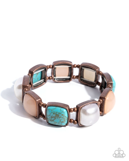 Everfree Elegance - Copper Stretchy Bracelet - Paparazzi Accessories