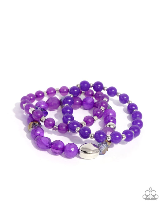 Breathtaking Beat - Purple Beaded Stretchy Bracelets - Paparazzi Accessories