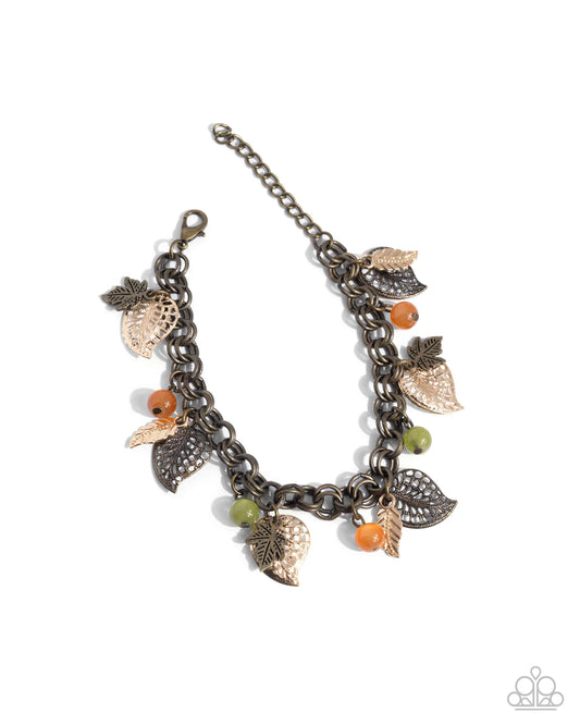 Autumn Equinox - Brass Leaf Clasp Bracelet - Paparazzi Accessories
