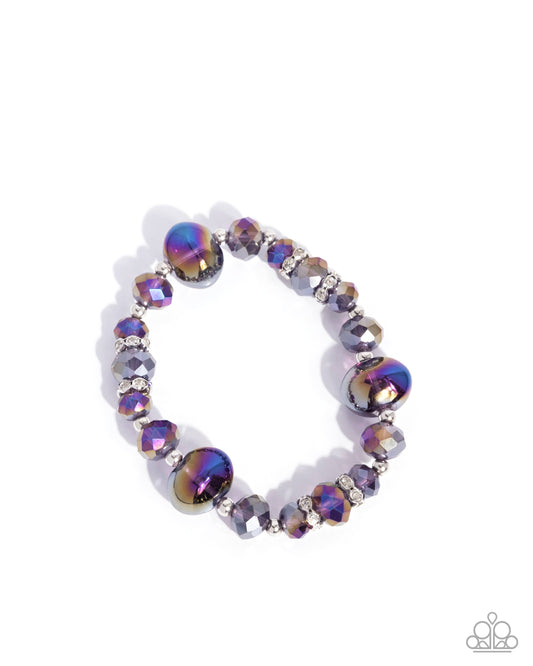 Translucid Taste - Purple UV Shimmer Beaded Stretchy Bracelet - Paparazzi Accessories