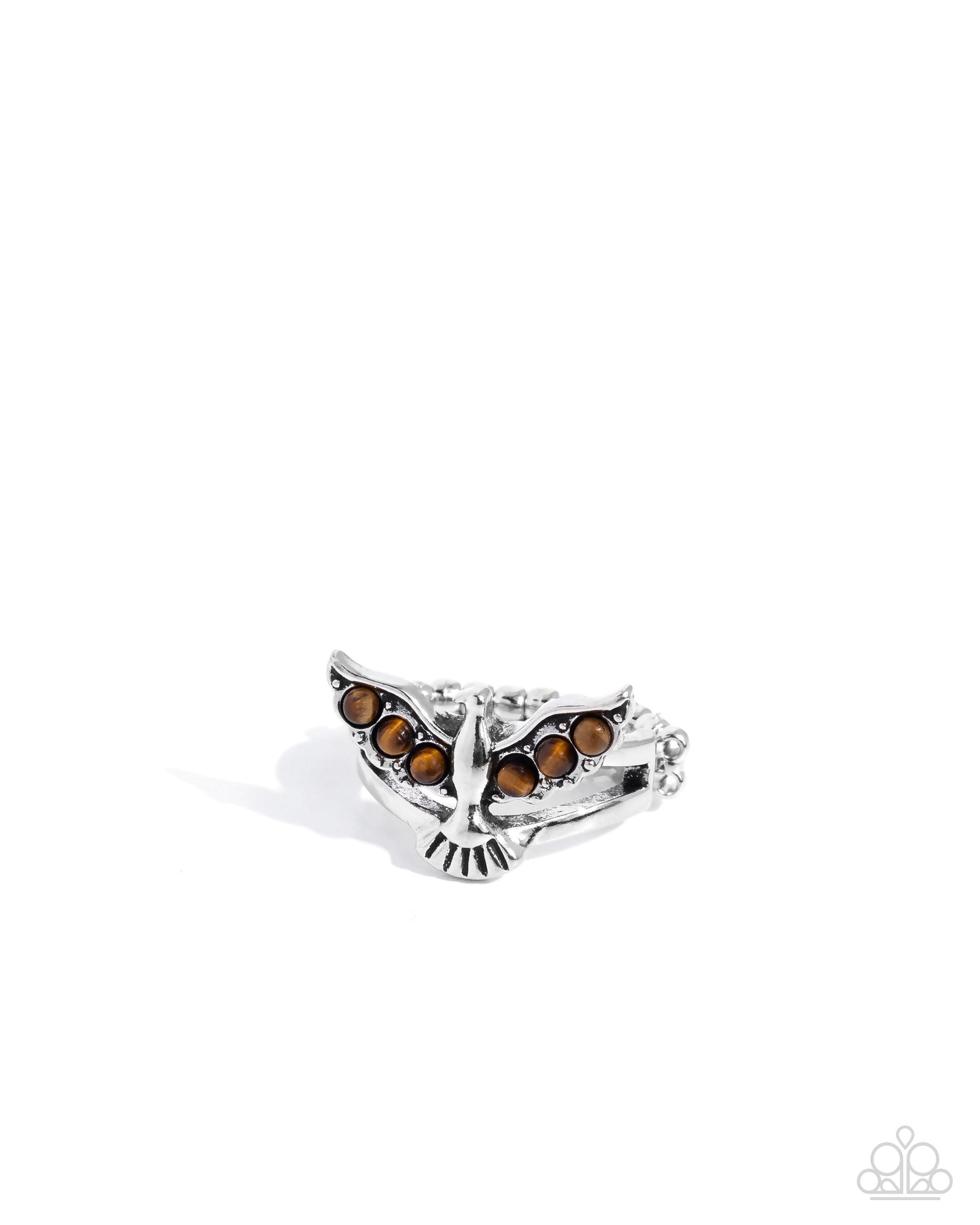 Sparrow Song - Brown Tiger's Eye Stone Silver Ring - Paparazzi Accessories