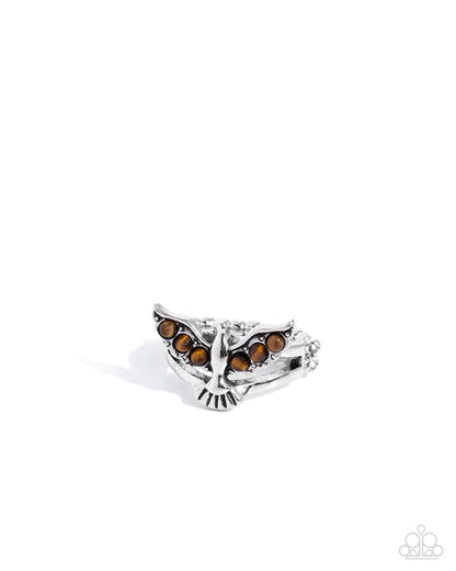Sparrow Song - Brown Tiger's Eye Stone Silver Ring - Paparazzi Accessories