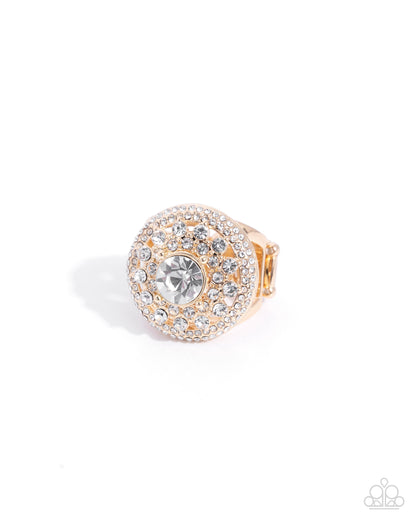 Just The Same - Gold White Gem Ring - Paparazzi Accessories