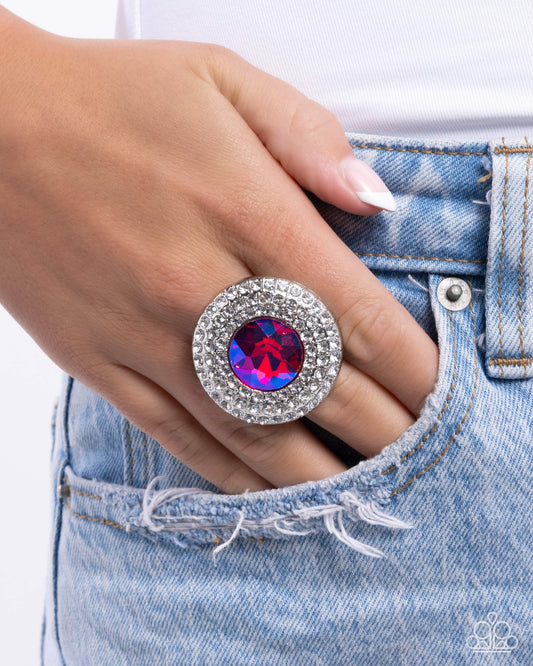 Bedazzled Babe - Pink UV Shimmer Gem Silver Ring - Paparazzi Accessories
