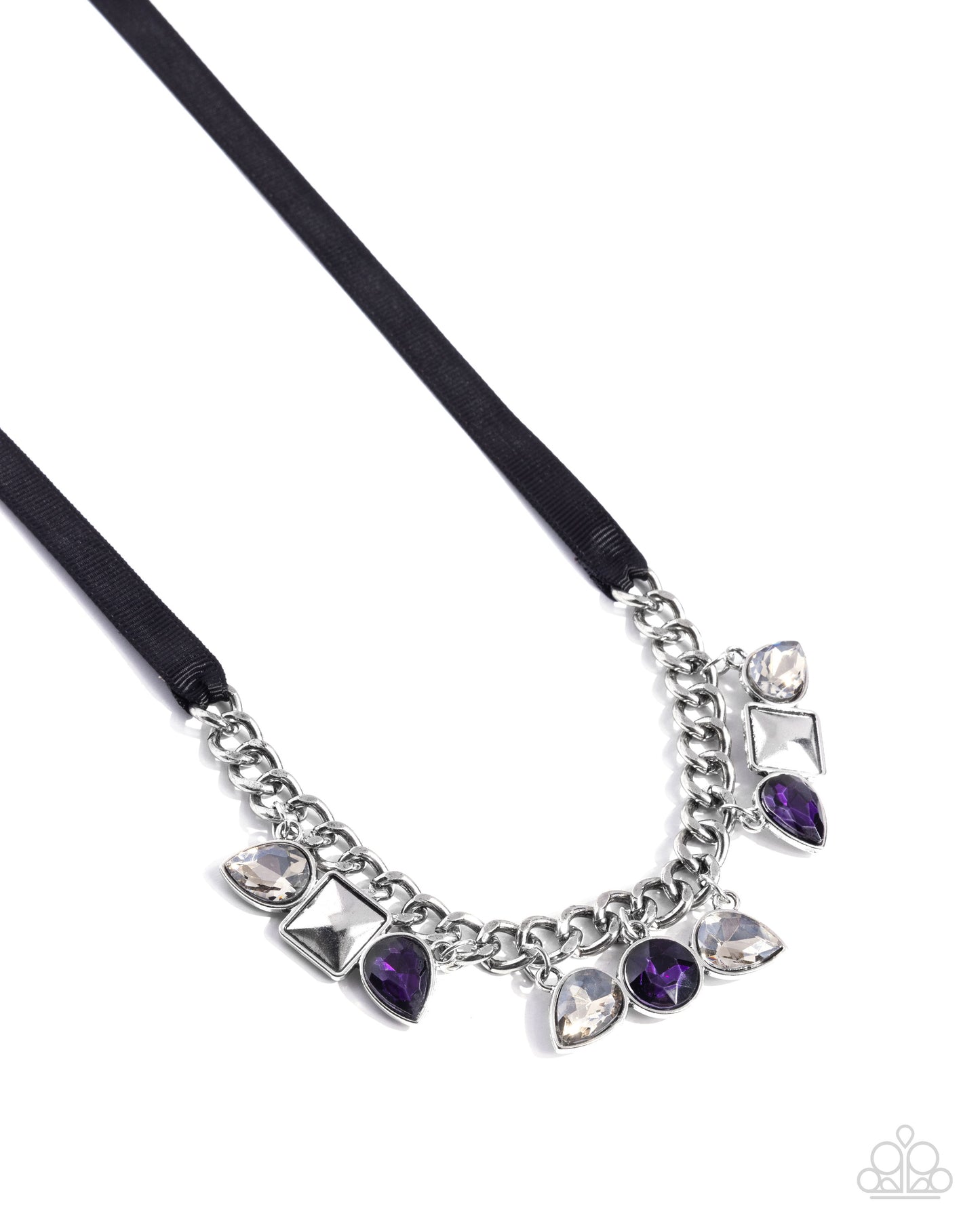 Sassy Salutation - Purple Rhinestone Ribbon Necklace - Paparazzi Accessories
