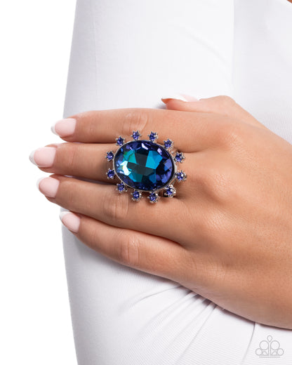 Make a Sound - Blue UV Gem Oval Silver Ring - Paparazzi Accessories