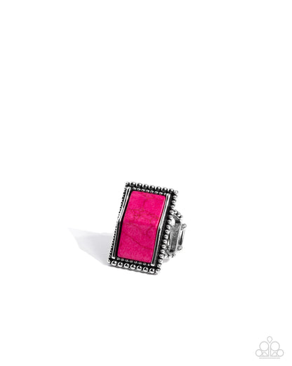 Southwestern Serenity - Pink Crackle Stone Silver Ring - Paparazzi Accessories