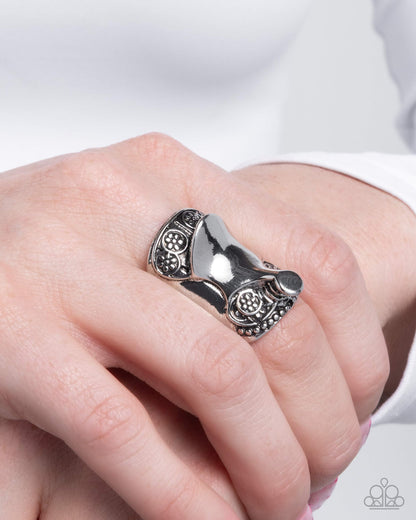 Equestrian Elegance - Silver Horse Saddle Ring - Paparazzi Accessories