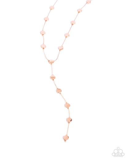 Spotlight Moment - Copper Discs Y-Shaped Necklace - Paparazzi Accessories