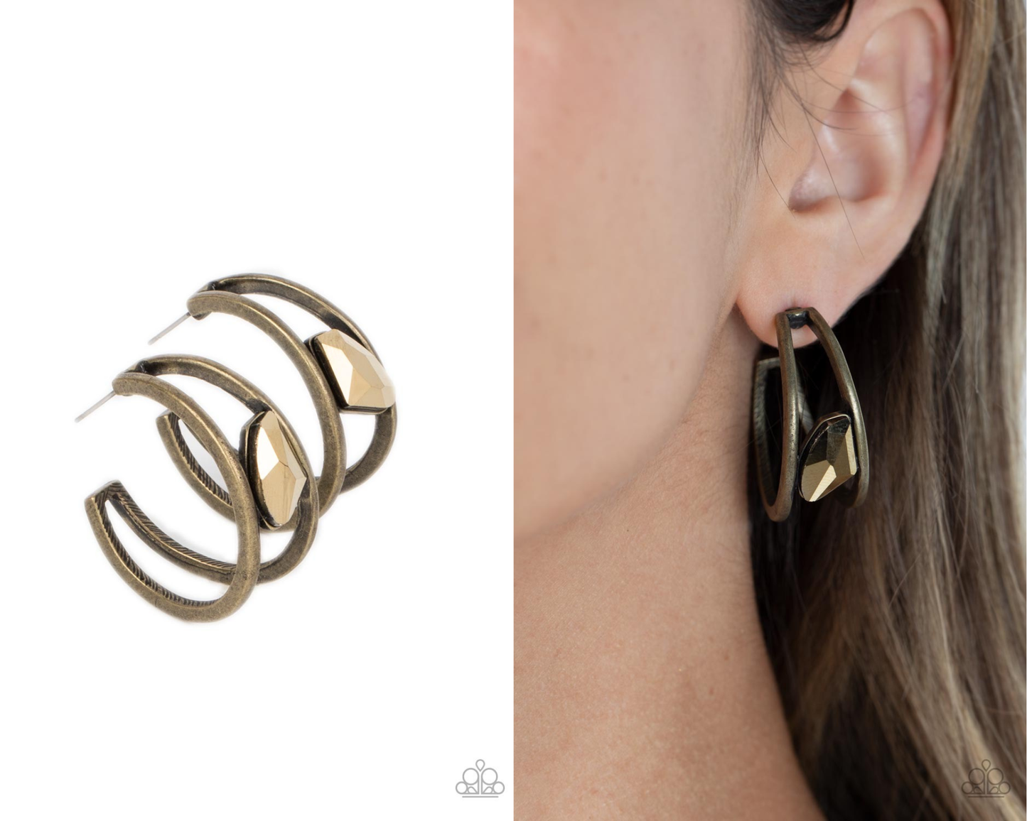 Unrefined Reverie - Brass Hoop Earrings - Paparazzi Accessories