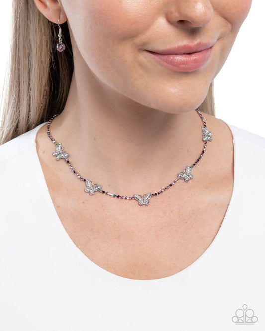 FANCIFUL of Life - Purple Rhinestone Butterfly Necklace - Paparazzi Accessories
