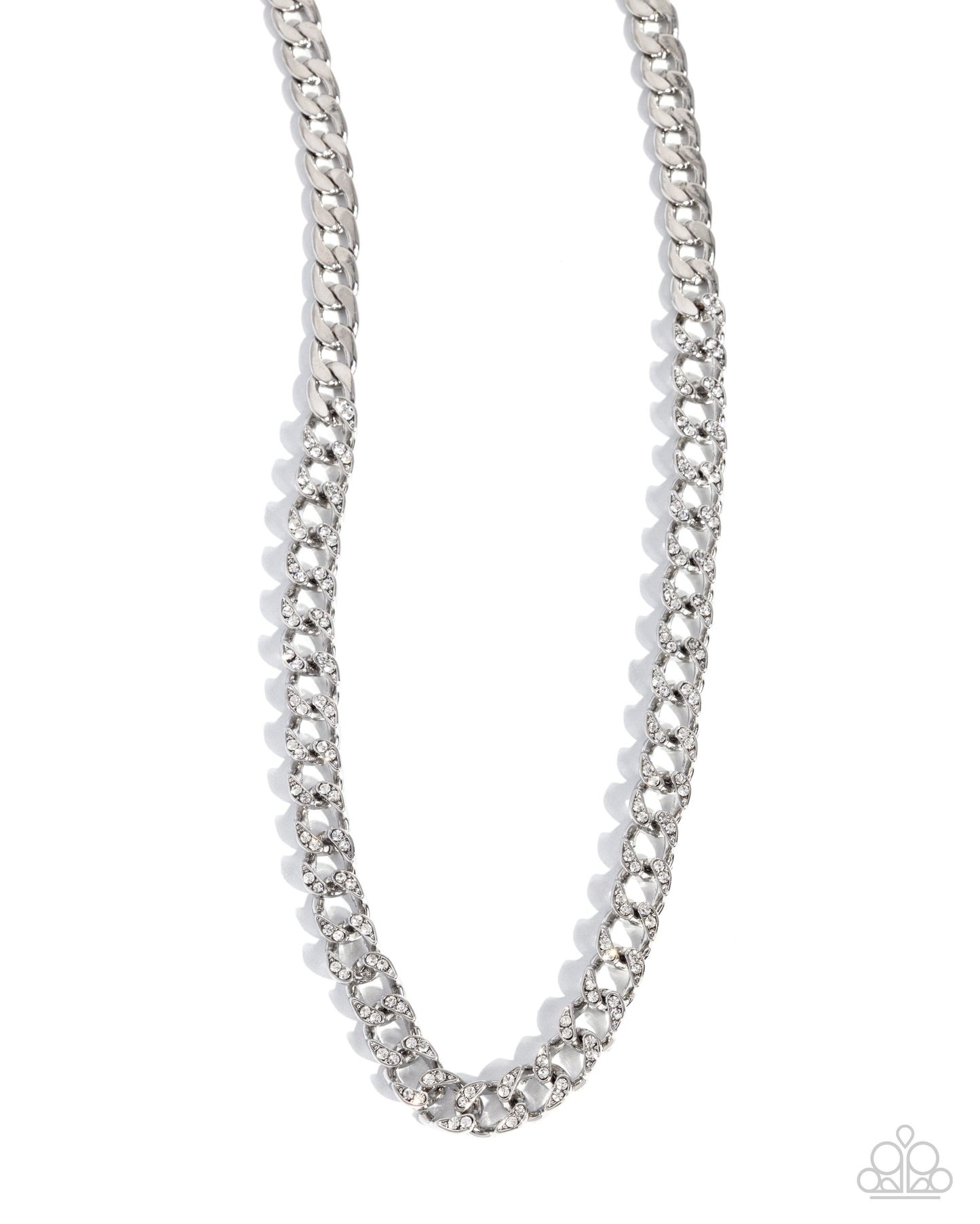 Modular Maven - White Rhinestone Silver Chain Necklace - Paparazzi Accessories
