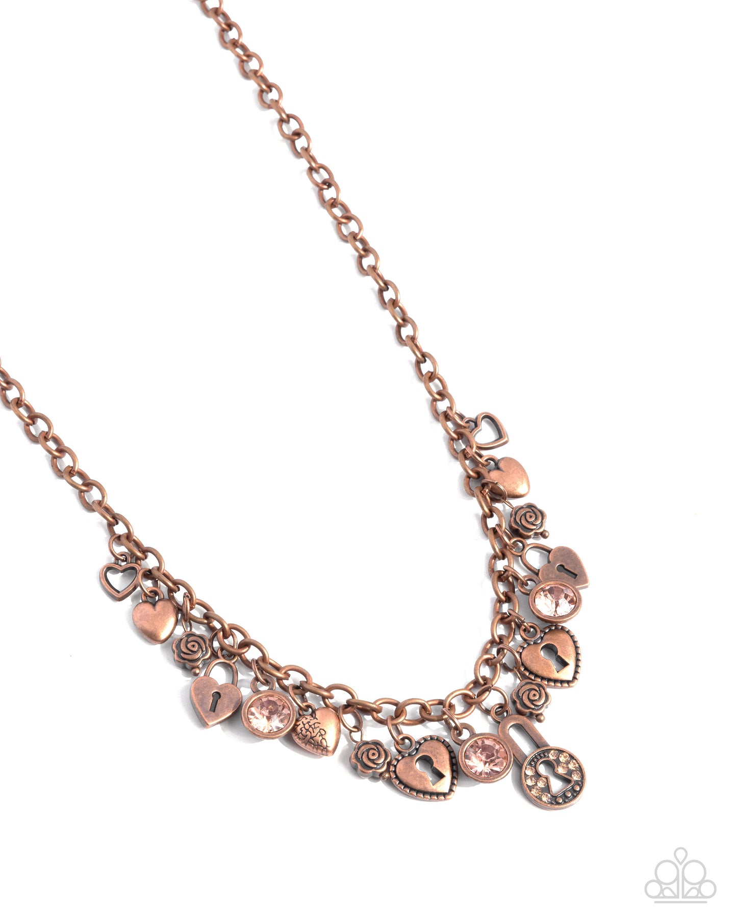 LOCKS of Love - Copper Hearts & Padlocks Charms Necklace - Paparazzi Accessories
