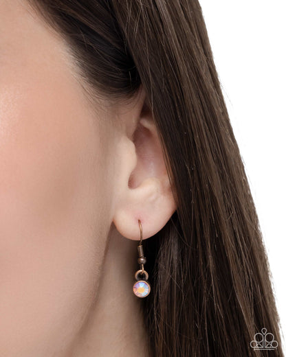 Matchmaker Mural - Copper Hearts Iridescent Gem Necklace - Paparazzi Accessories