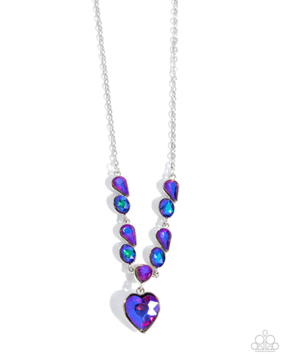 Tender Talent - Purple UV Gem Heart Silver Necklace - Paparazzi Accessories