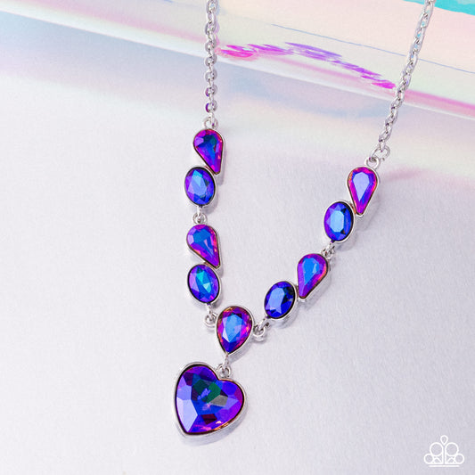 Tender Talent - Purple UV Gem Heart Silver Necklace - Paparazzi Accessories