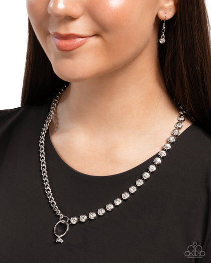 Blazing Beacon - White Cubic Zirconia Silver Necklace - Paparazzi Accessories