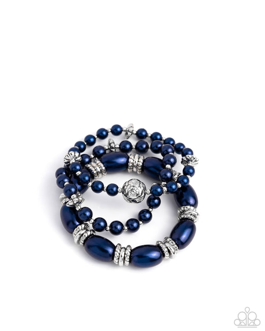 Smooth Stacks - Blue Pearls & Beads Stretchy Bracelets - Paparazzi Accessories
