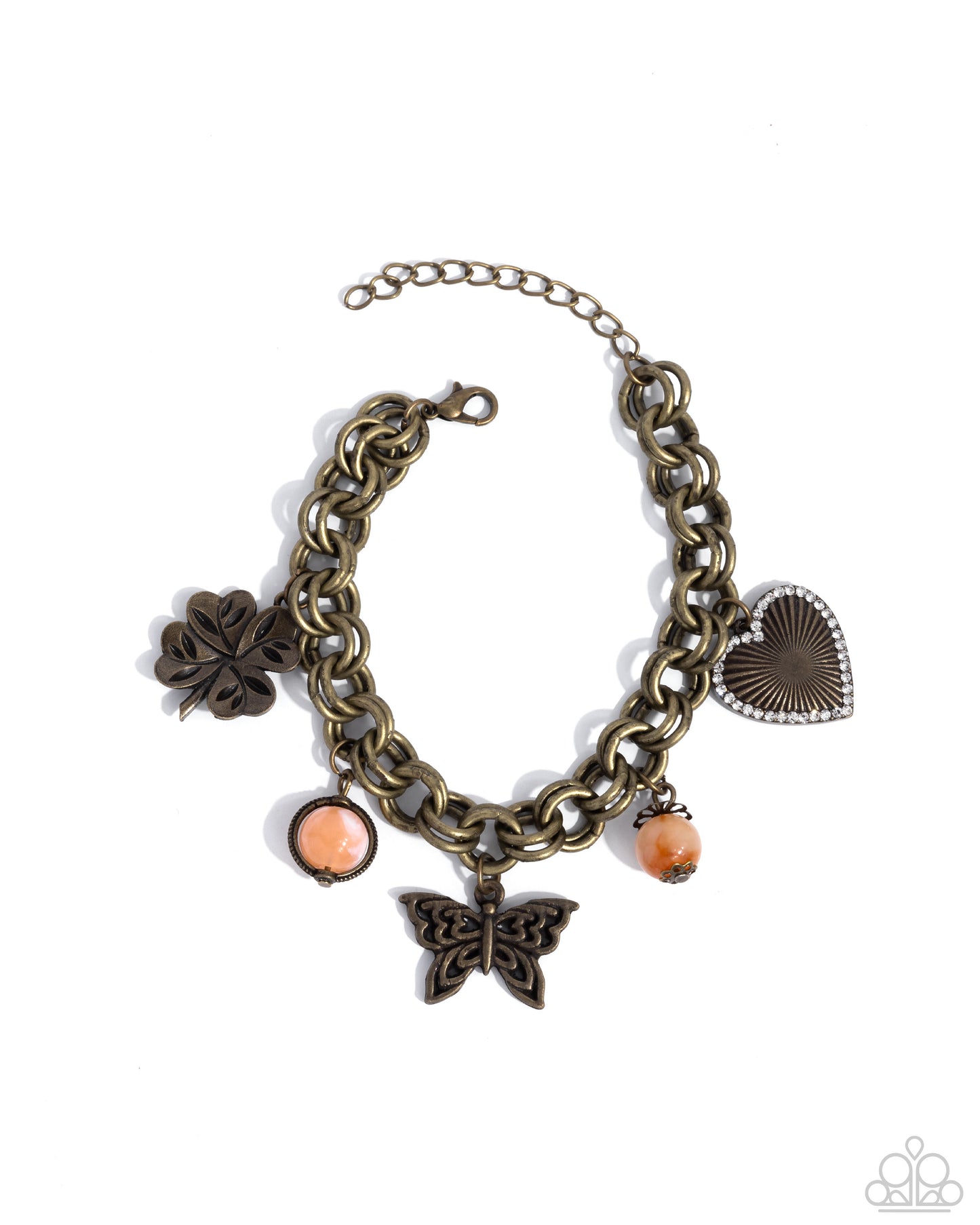 Folklore Frenzy - Brass Charm Clasp Bracelet - Paparazzi Accessories