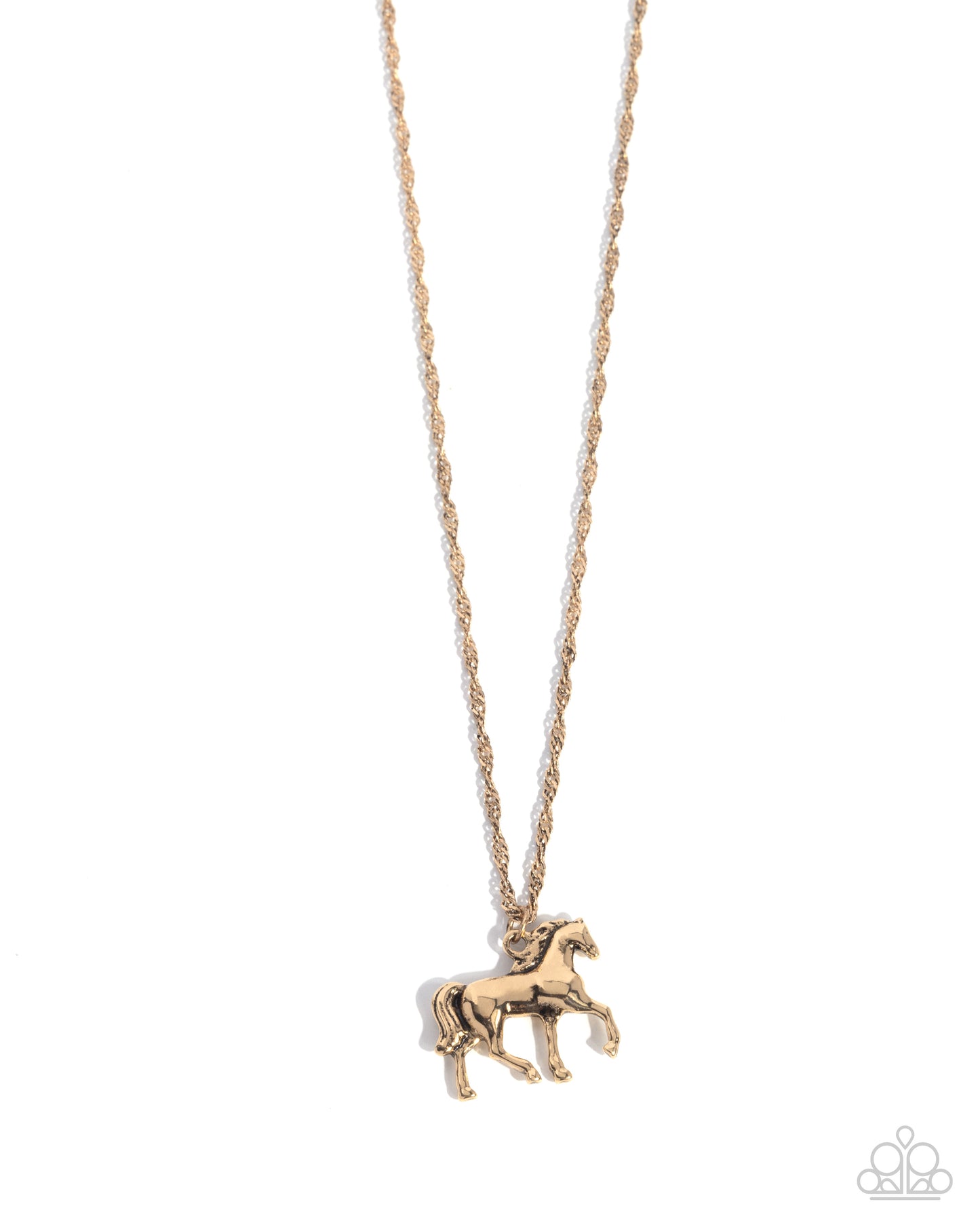 Stallion Statement - Gold Horse Pendant Necklace - Paparazzi Accessories