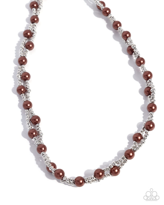 Pearl Pace - Brown Pearls Silver Necklace - Paparazzi Accessories