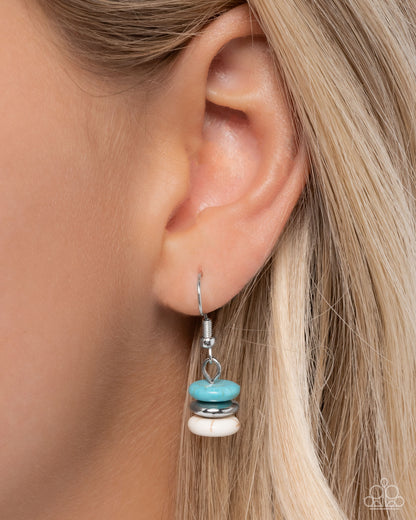 Straightforward Stones - Blue, Brown, White Crackle Stone Silver Necklace - Paparazzi Accessories