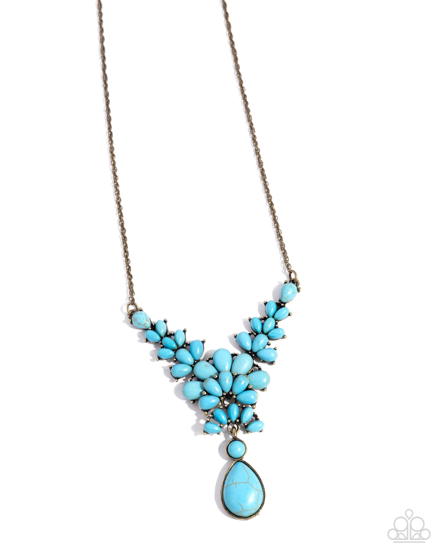 Haute Havoc - Brass & Blue Turquoise Crackle Stone Necklace - Paparazzi Accessories