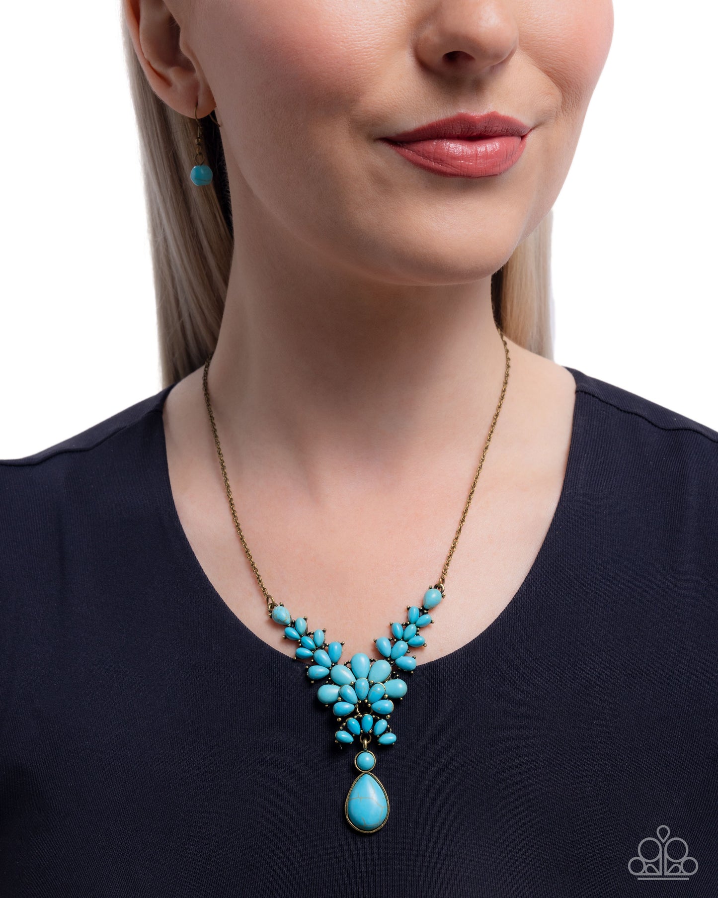 Haute Havoc - Brass & Blue Turquoise Crackle Stone Necklace - Paparazzi Accessories