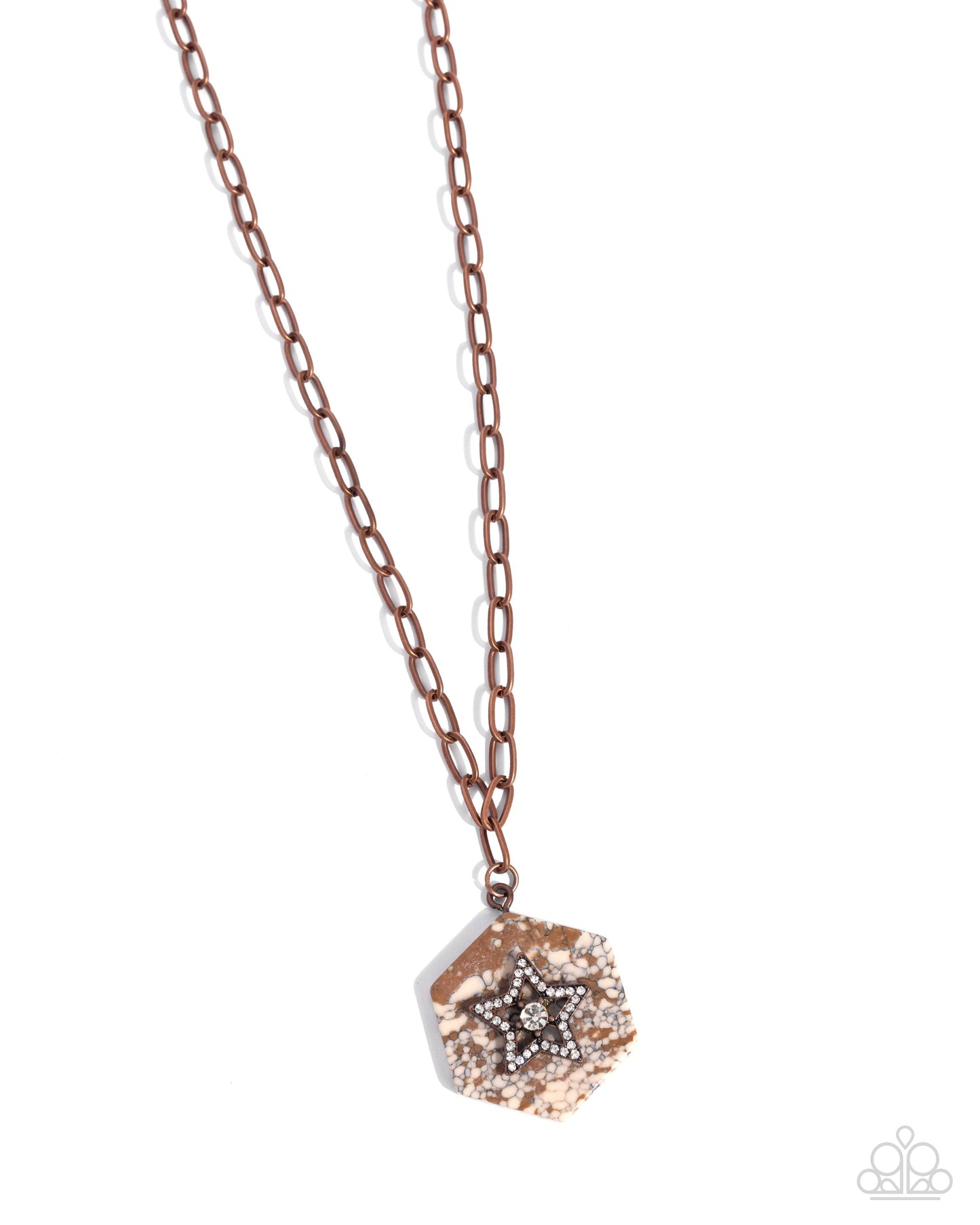 Stellar Sediment - Copper Terrazzo Stone Pendant Necklace - Paparazzi Accessories