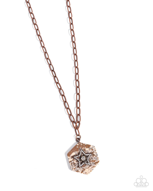 Stellar Sediment - Copper Terrazzo Stone Pendant Necklace - Paparazzi Accessories