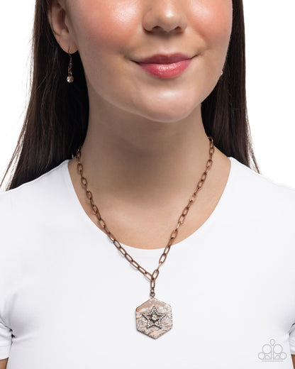 Stellar Sediment - Copper Terrazzo Stone Pendant Necklace - Paparazzi Accessories