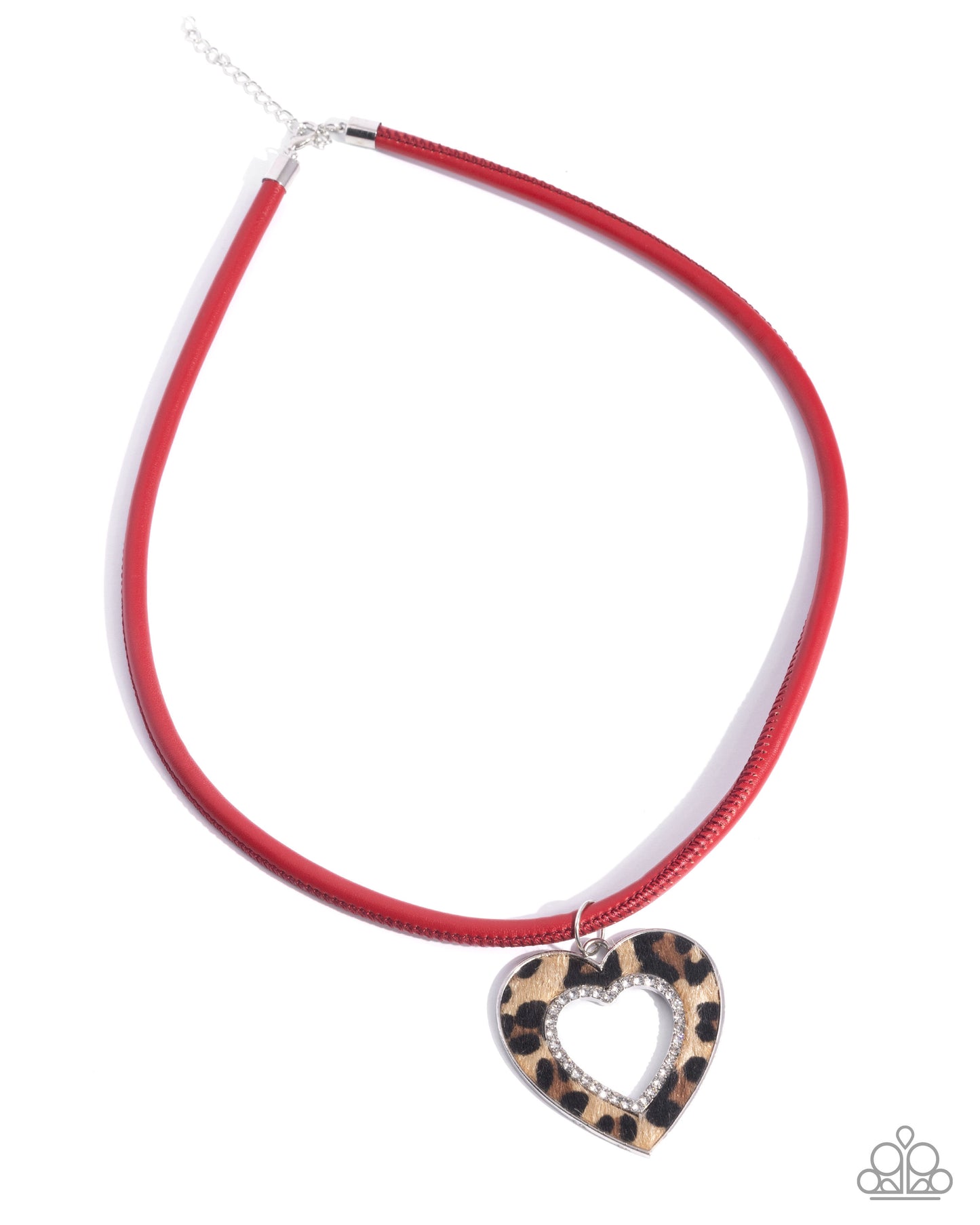 Ferocious Flirt - Red Cord Leopard Print Heart Pendant Necklace - Paparazzi Accessories