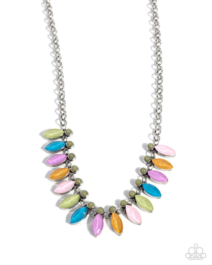 Colorful Citation - Multi Color Marquise Rhinestone Necklace - Paparazzi Accessories