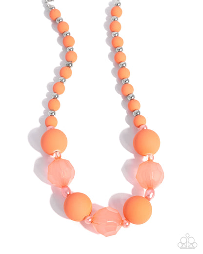 Suddenly Slanted - Orange Acrylic Beaded Necklace - Paparazzi Accessories