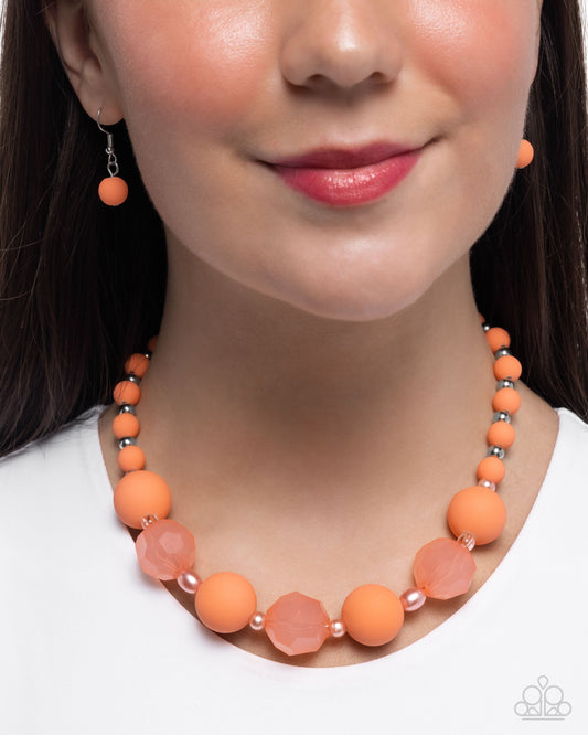 Suddenly Slanted - Orange Acrylic Beaded Necklace - Paparazzi Accessories